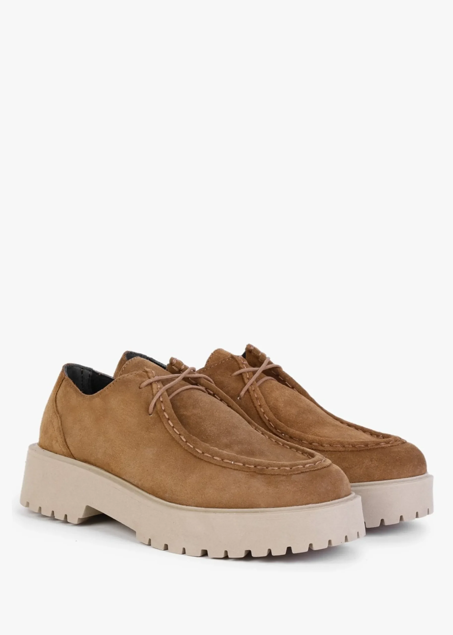 Lally Tan Suede Lace Up Wallabee Shoes