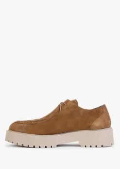 Lally Tan Suede Lace Up Wallabee Shoes