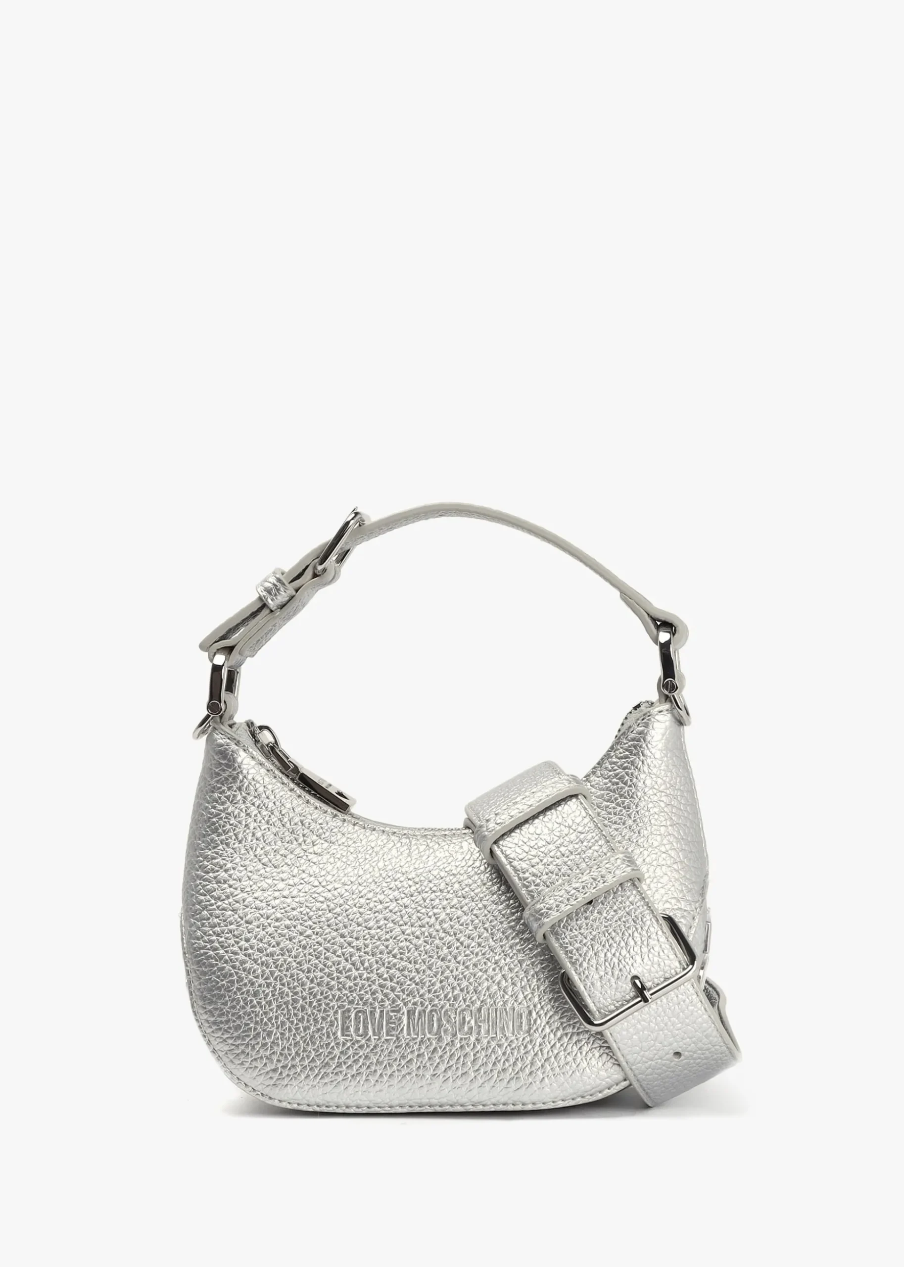 Laminated Metallic Argento Baguette Bag