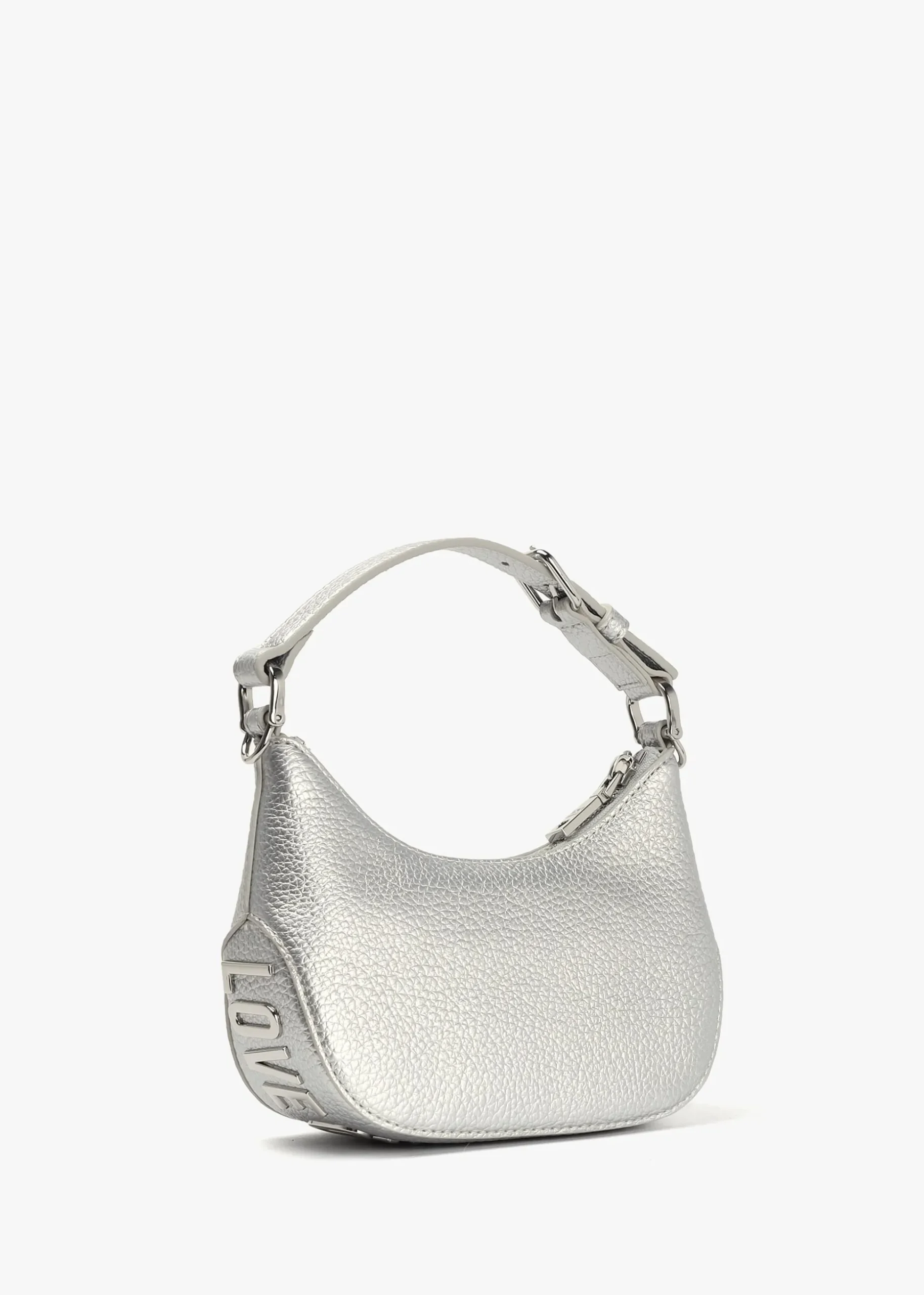 Laminated Metallic Argento Baguette Bag