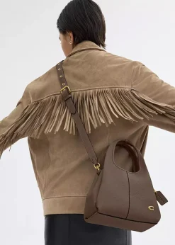 Lana 23 Dark Stone Leather Shoulder Bag