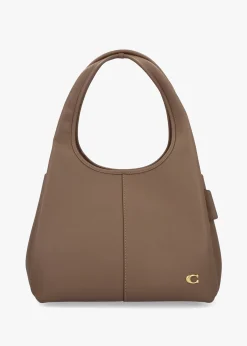 Lana Large Dark Stone Leather Shoulder Bag