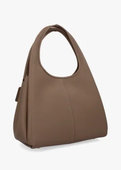 Lana Large Dark Stone Leather Shoulder Bag