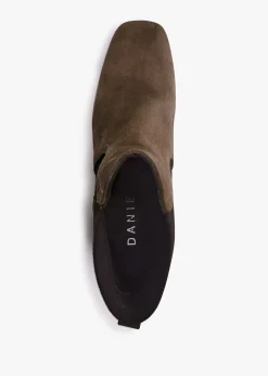 Lancey Taupe Suede Block Heel Ankle Boots