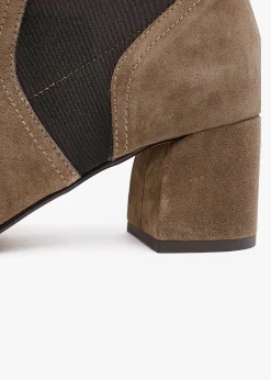 Lancey Taupe Suede Block Heel Ankle Boots