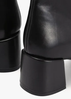 Laney Black Leather Block Heel Ankle Boots