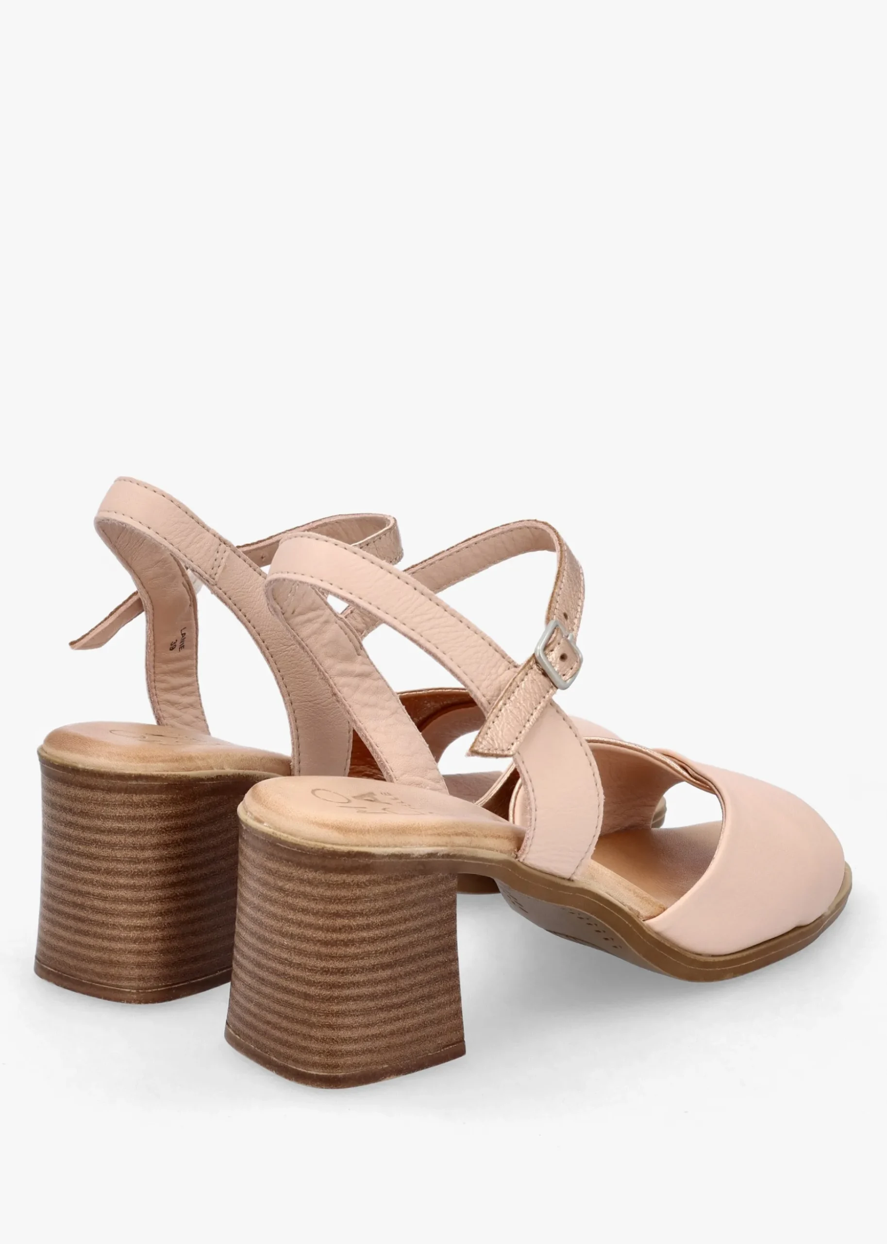 Lanie Pink & Rose Gold Leather Block Heel Sandals
