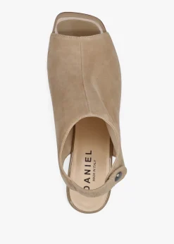 Larai Beige Suede Block Heel Peep Toe Sandals