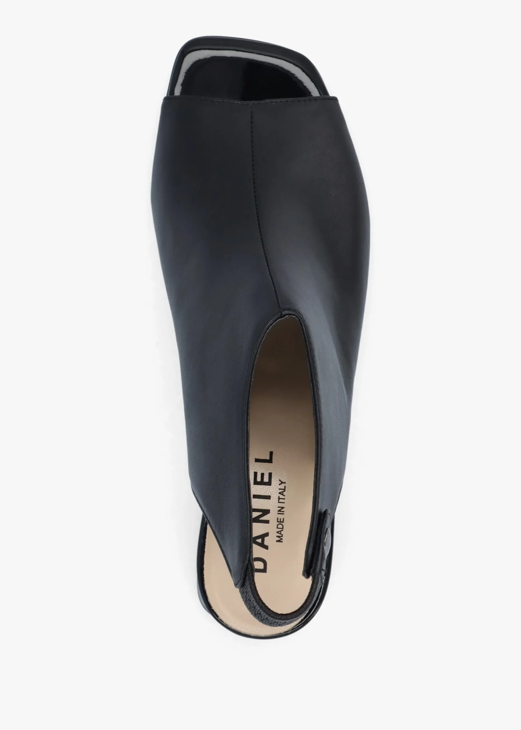 Larai Black Leather Block Heel Peep Toe Sandals