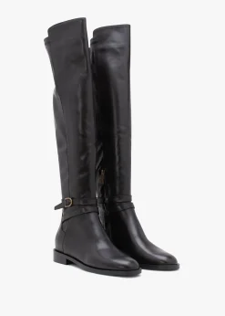 Laren Black Leather Knee Boots