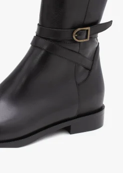 Laren Black Leather Knee Boots