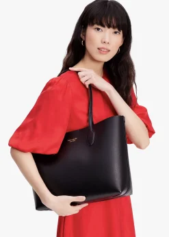 Large Bleecker Black Leather Tote Bag