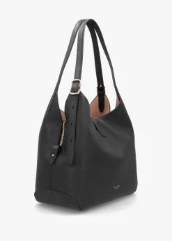 Large Deco Black Leather Shoulder Bag