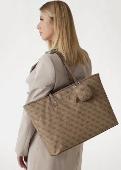 Large Power Play II Latte Logo Tech Tote Bag
