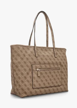 Large Power Play II Latte Logo Tech Tote Bag