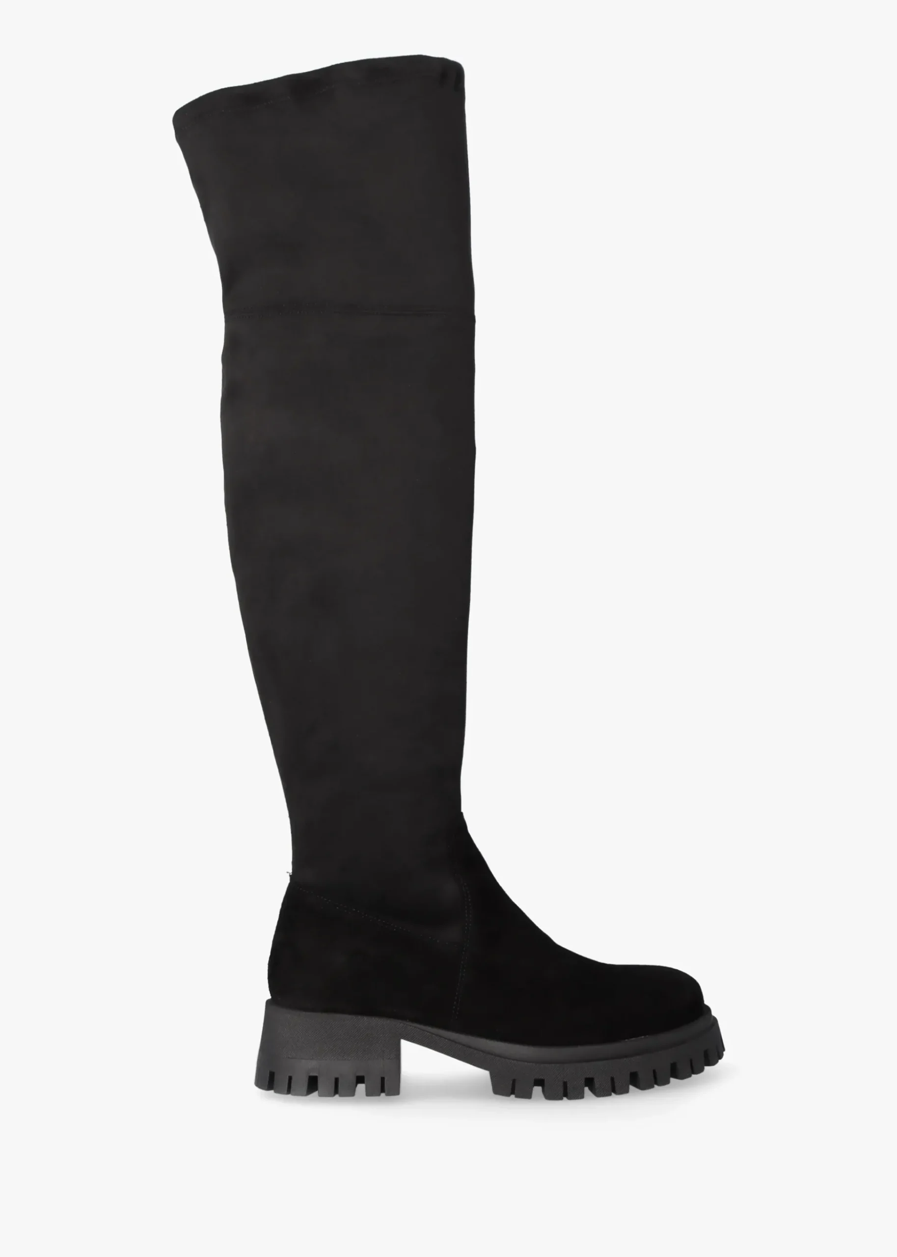 Larisa Black Suede Stretch Over The Knee Boots