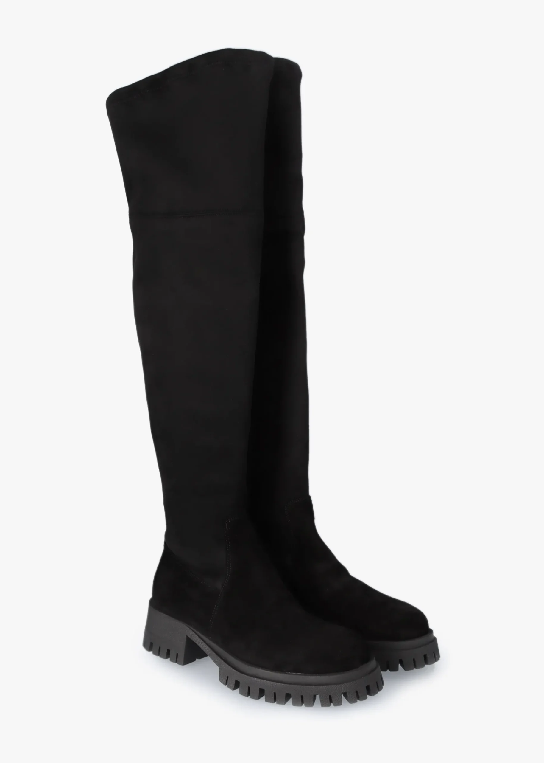 Larisa Black Suede Stretch Over The Knee Boots