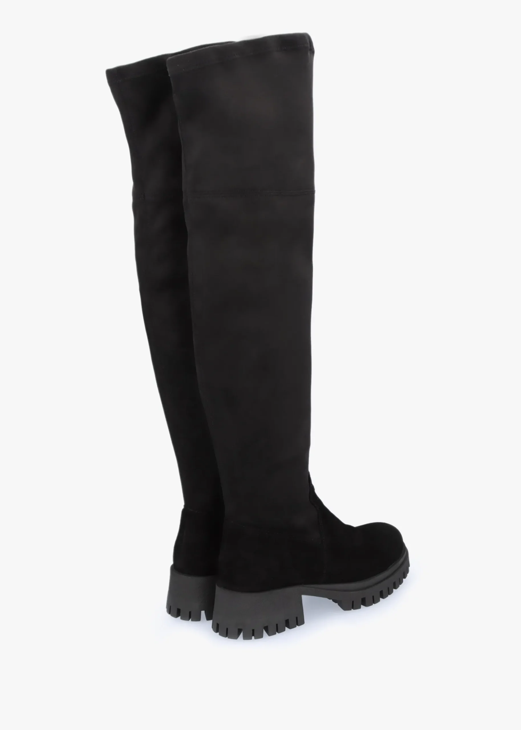 Larisa Black Suede Stretch Over The Knee Boots