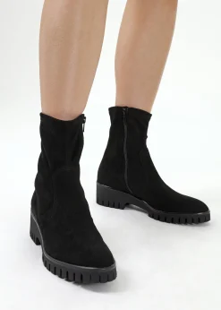 Larity Black Suedette Ankle Boots