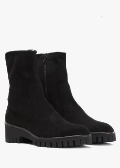 Larity Black Suedette Ankle Boots