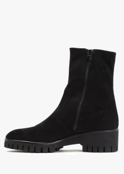 Larity Black Suedette Ankle Boots