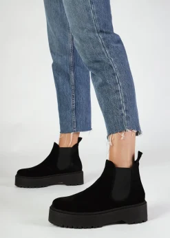Lassi Black Suede Chunky Chelsea Boots