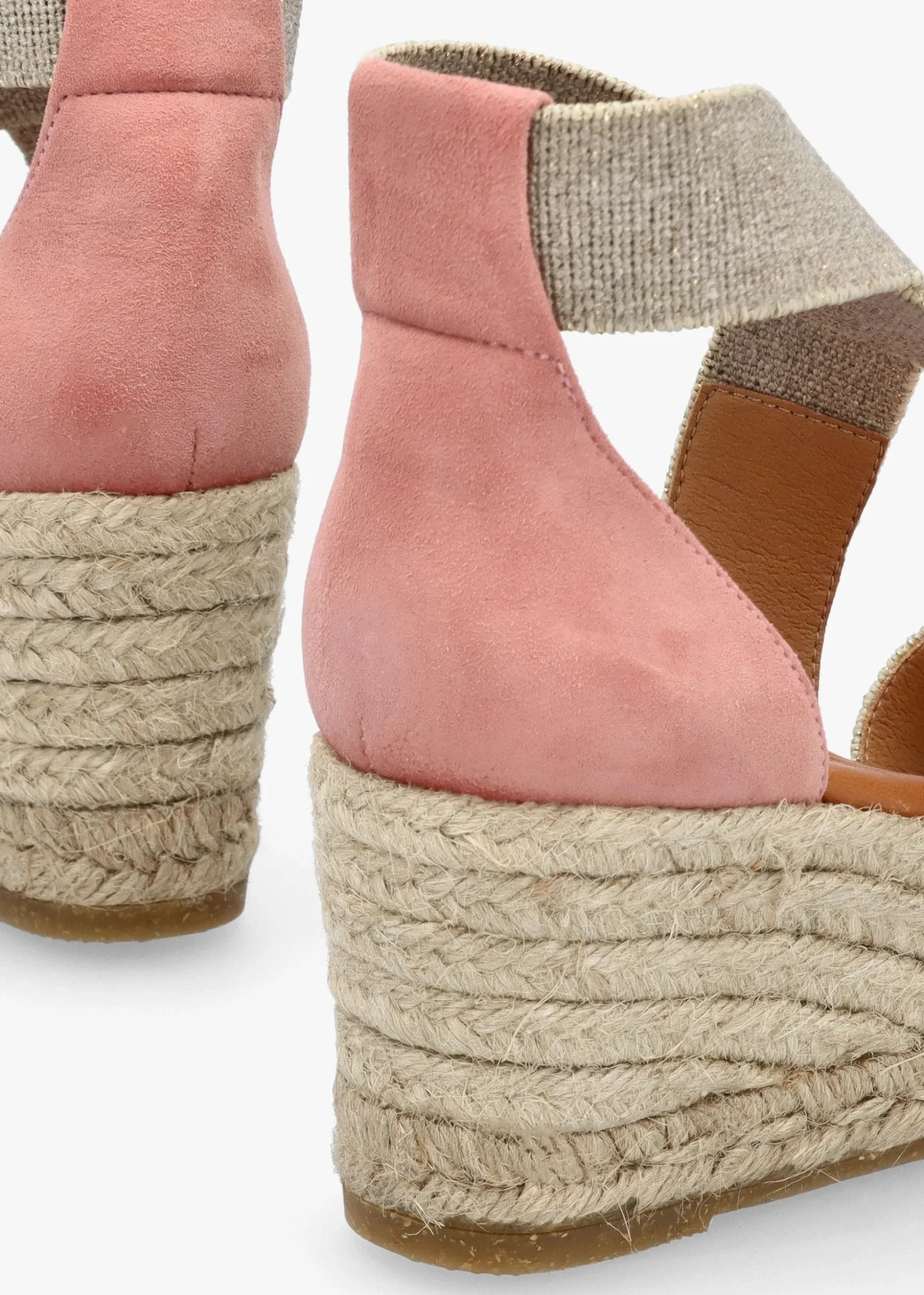 Laura Beige Elasticated Cross Strap Wedge Espadrilles