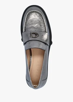 Leah Anthracite Metallic Leather Chunky Loafers