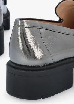 Leah Anthracite Metallic Leather Chunky Loafers