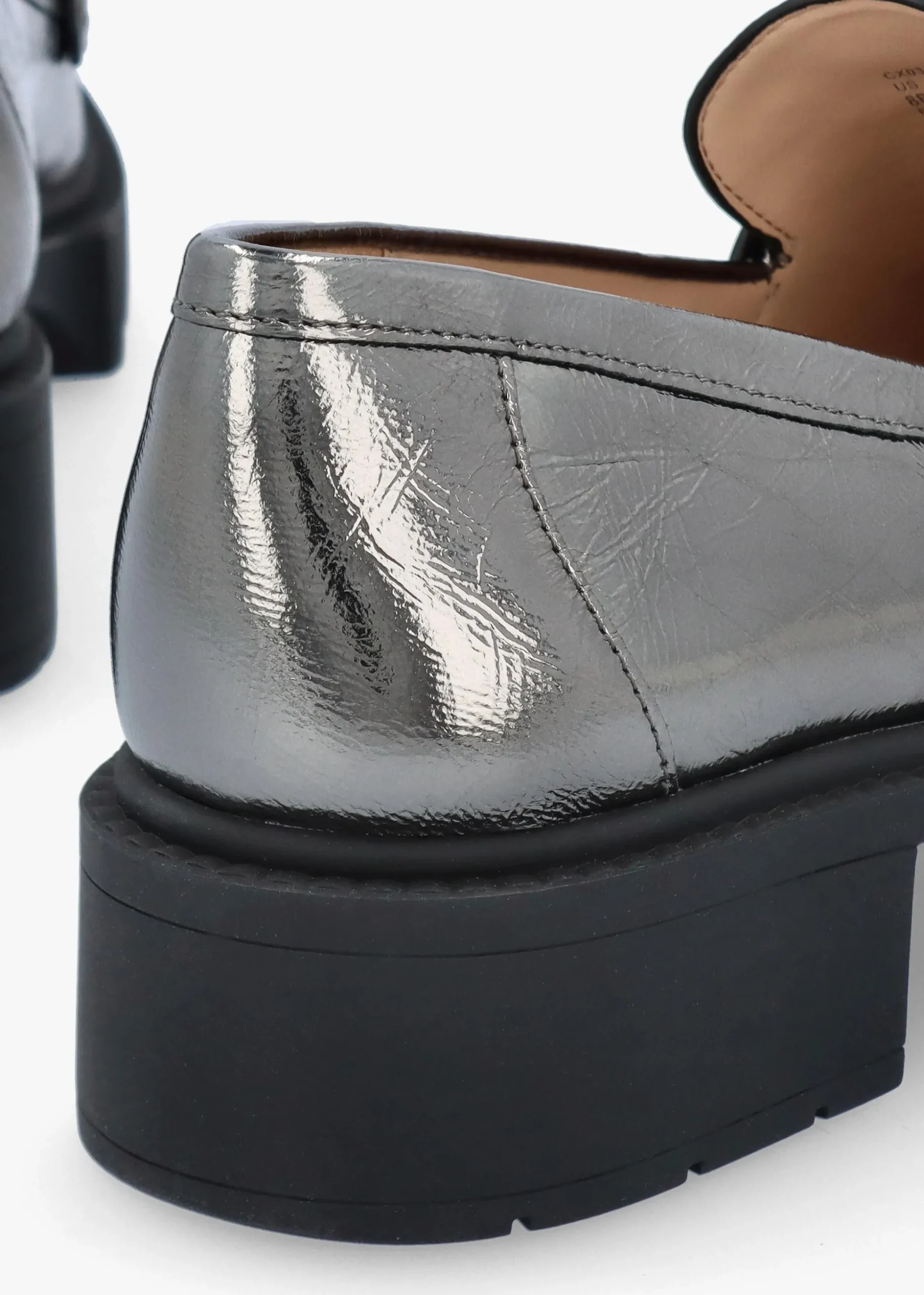 Leah Anthracite Metallic Leather Chunky Loafers