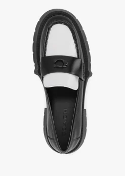 Leah Black & Optic White Leather Platform Loafers