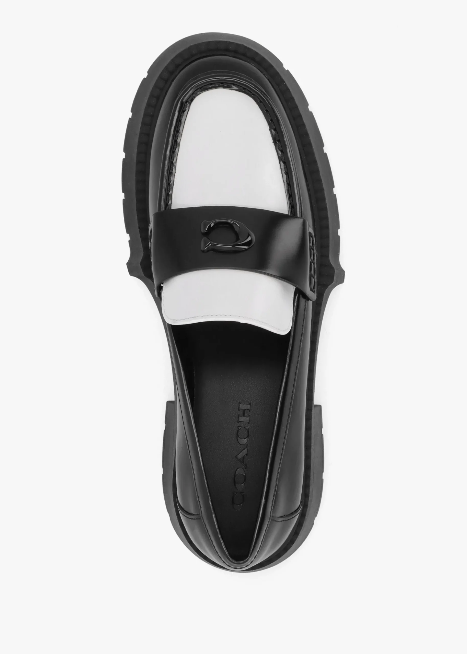 Leah Black & Optic White Leather Platform Loafers