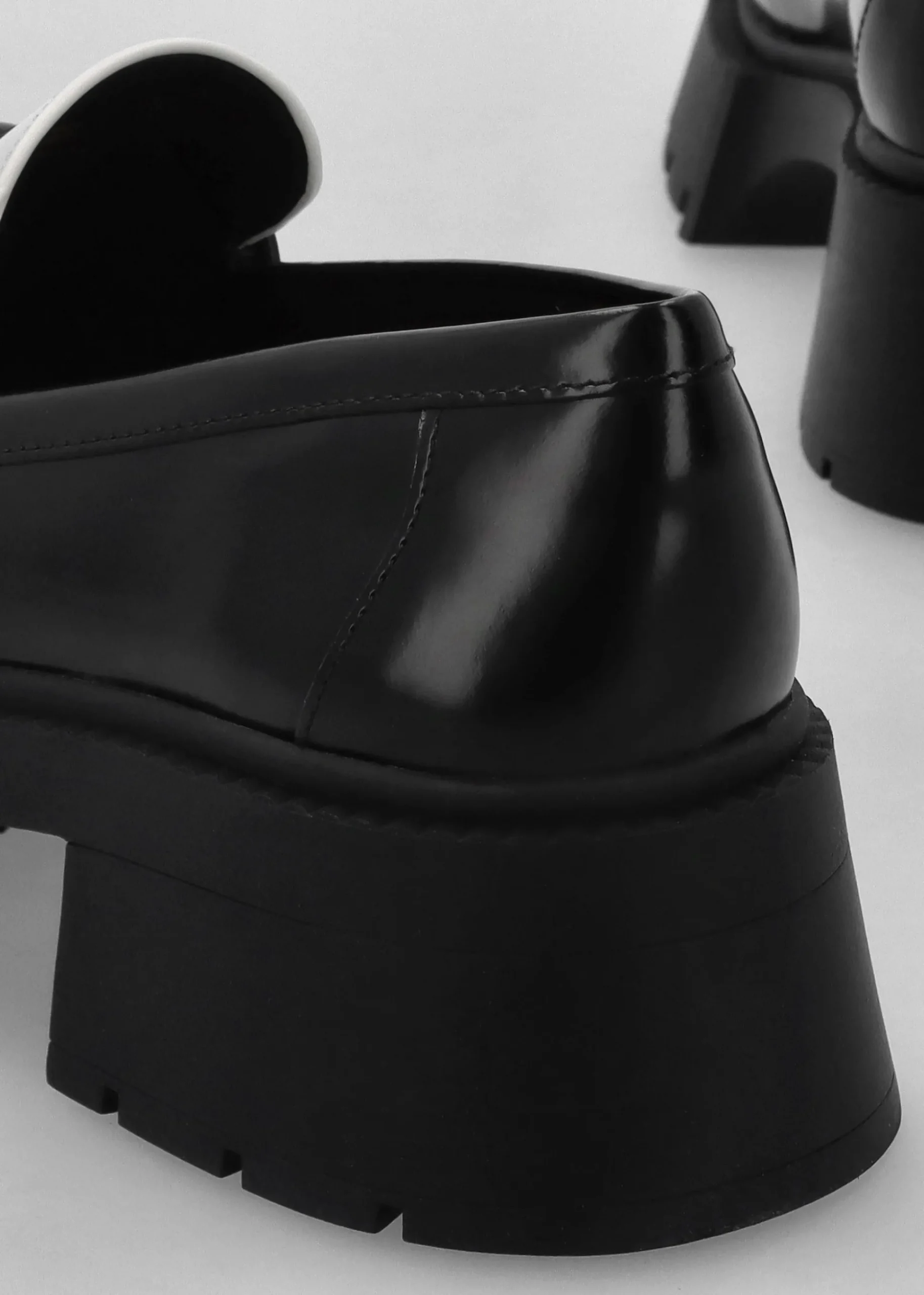 Leah Black & Optic White Leather Platform Loafers