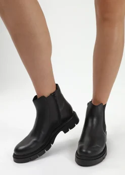 Leah Black Leather Chelsea Boots