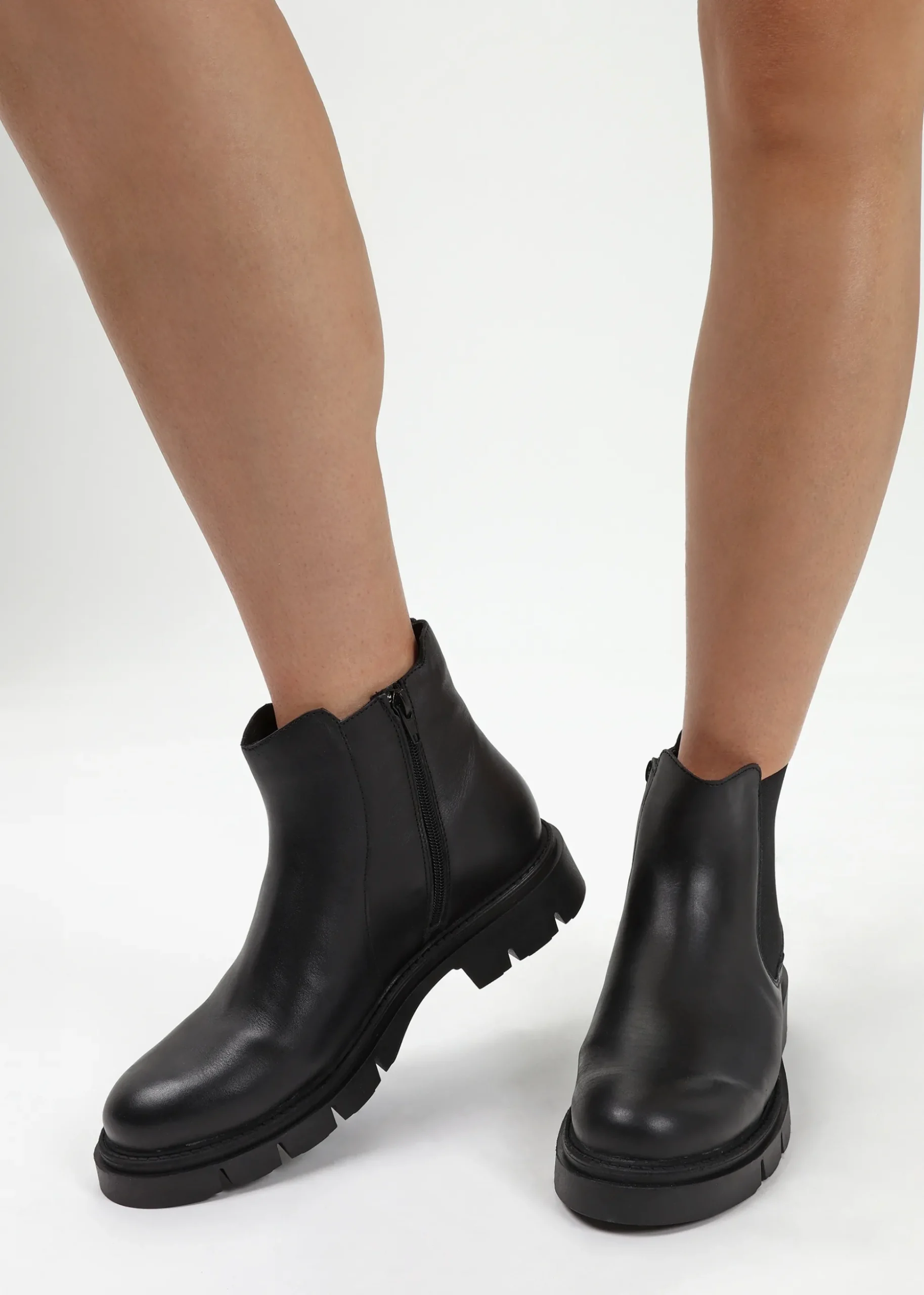 Leah Black Leather Chelsea Boots