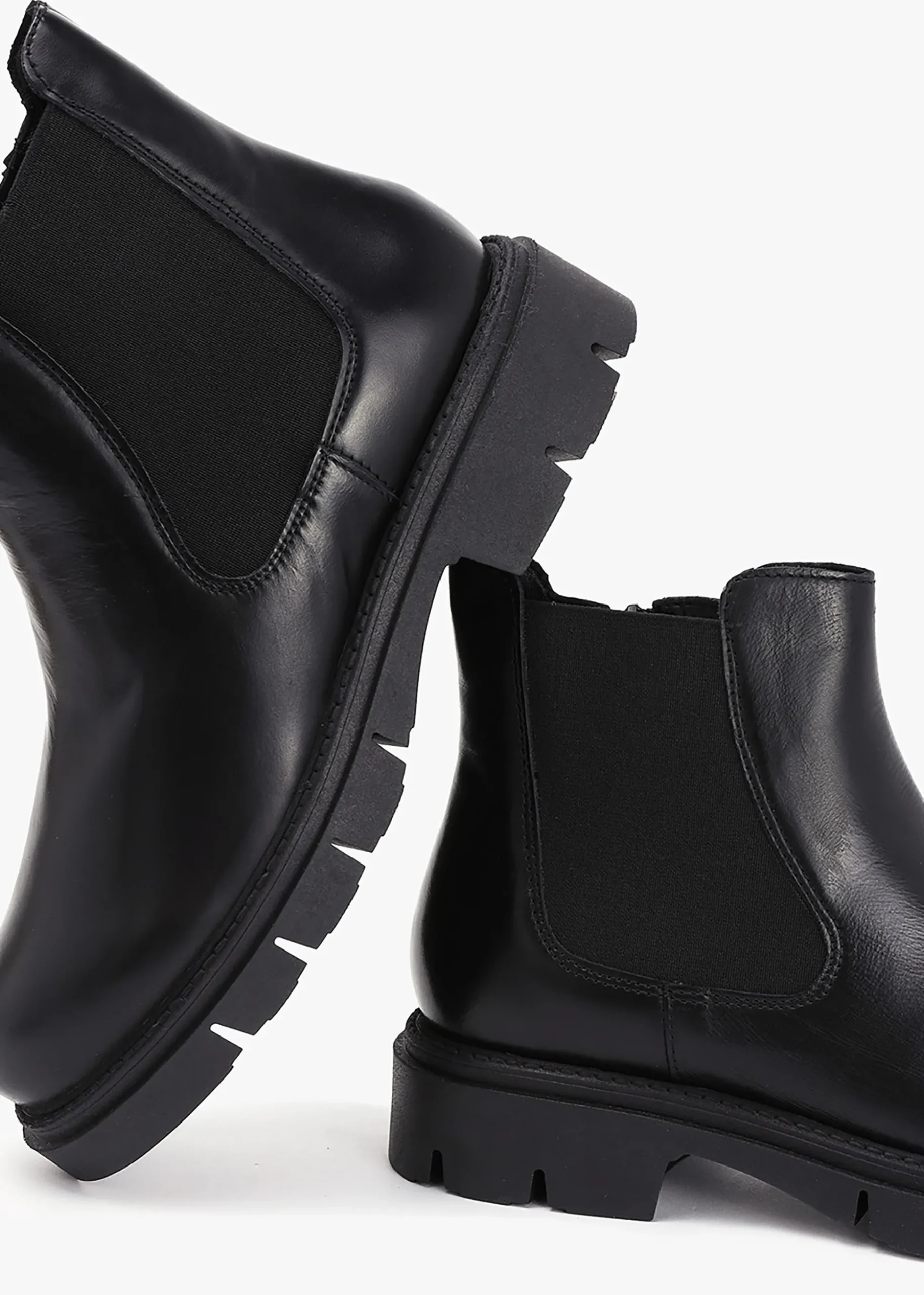 Leah Black Leather Chelsea Boots