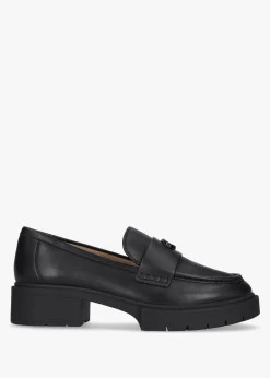 Leah Black Leather Chunky Loafers
