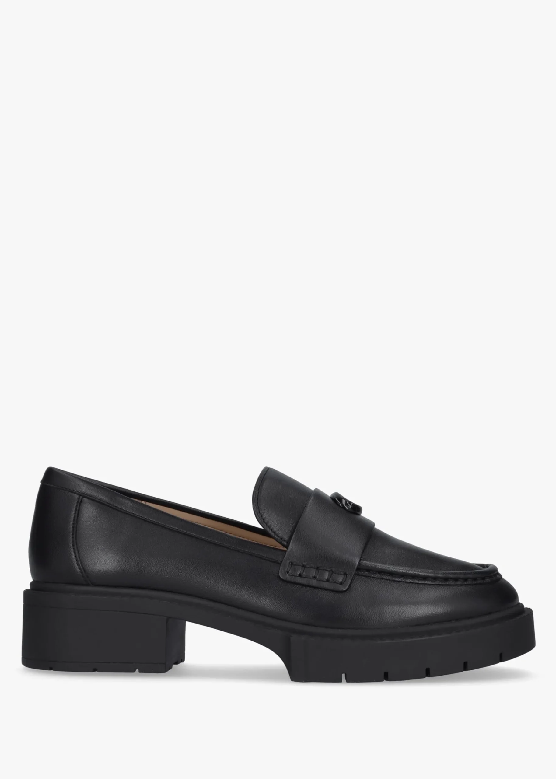 Leah Black Leather Chunky Loafers