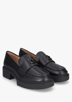 Leah Black Leather Chunky Loafers