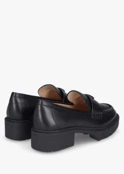 Leah Black Leather Chunky Loafers
