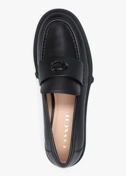 Leah Black Leather Chunky Loafers