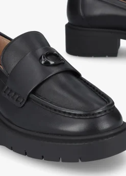 Leah Black Leather Chunky Loafers