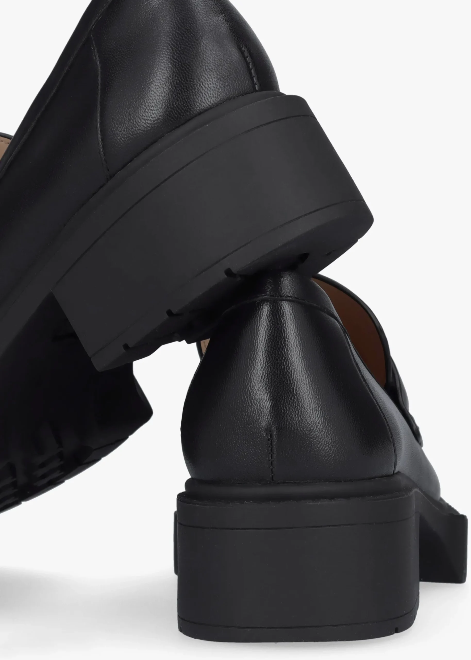 Leah Black Leather Chunky Loafers