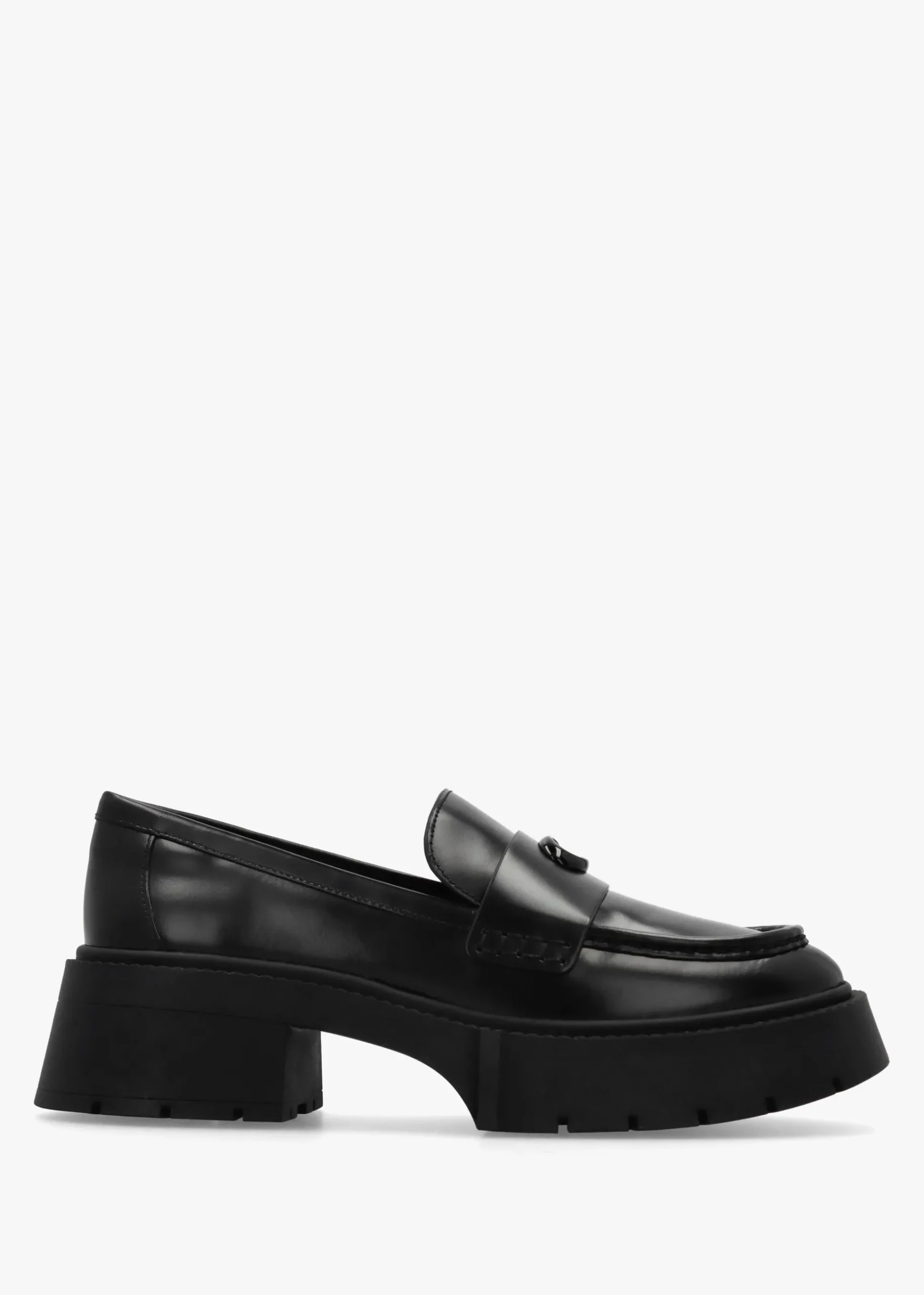Leah Black Leather Platform Loafers