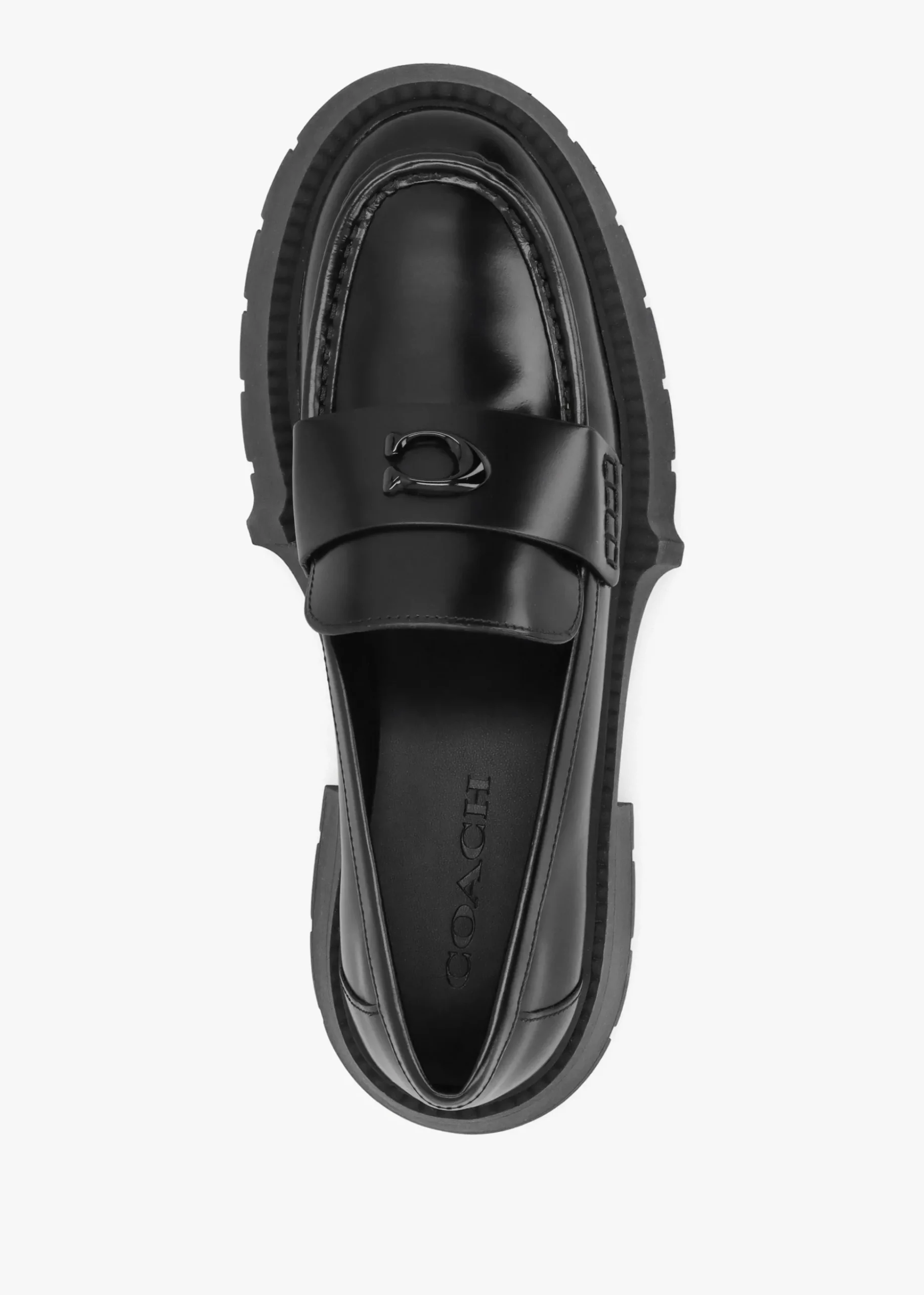 Leah Black Leather Platform Loafers