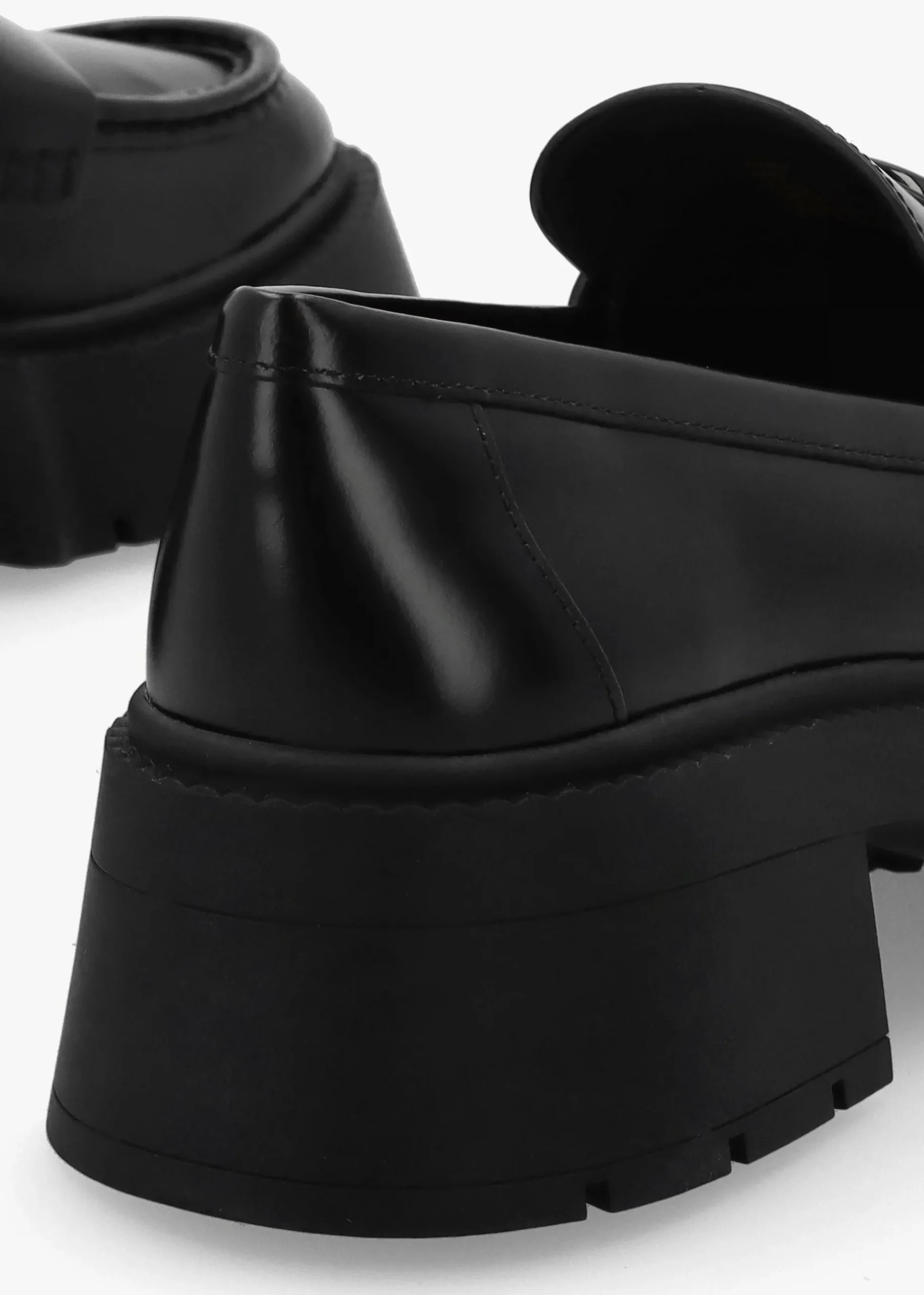 Leah Black Leather Platform Loafers