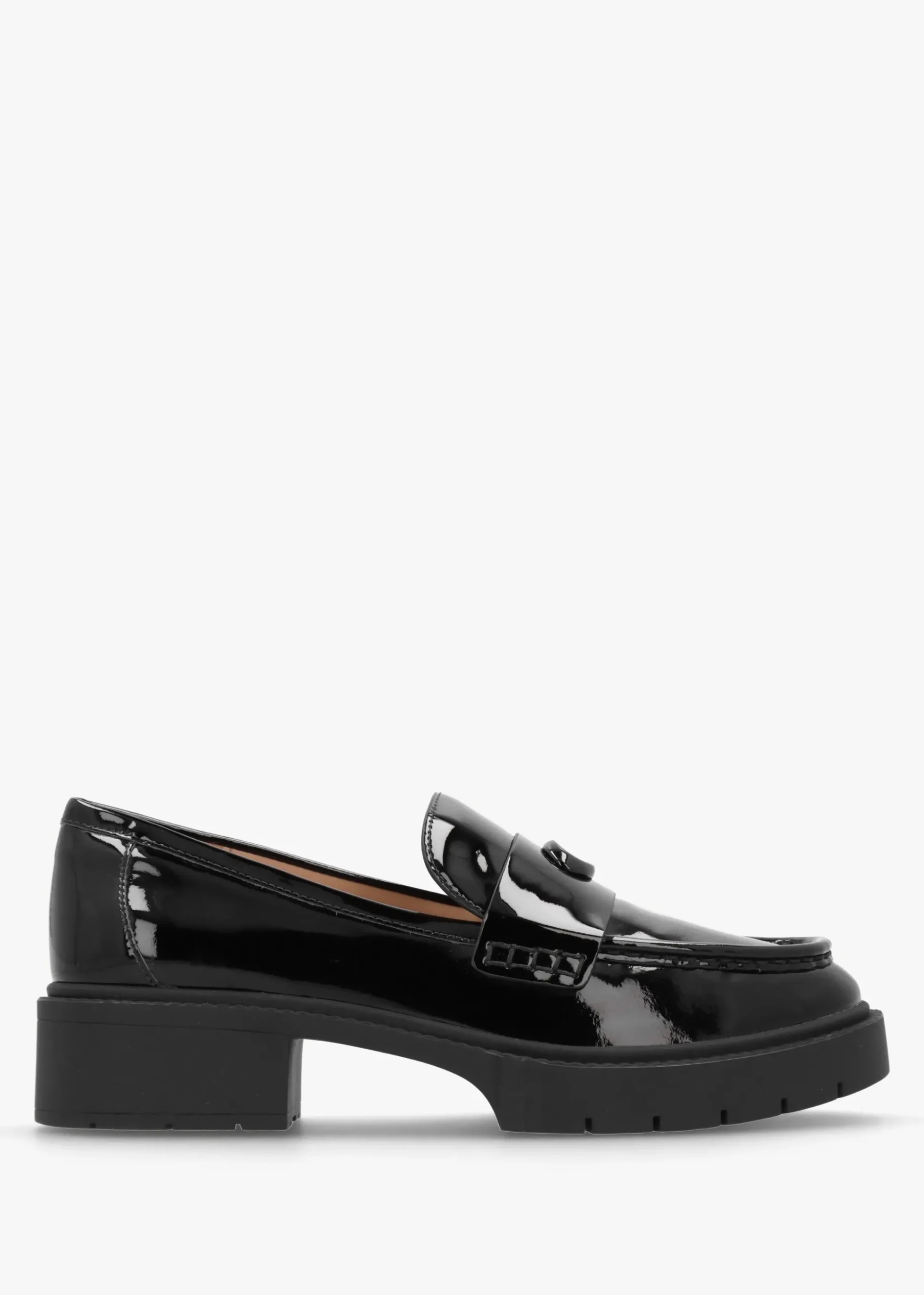 Leah Black Patent Leather Chunky Loafers
