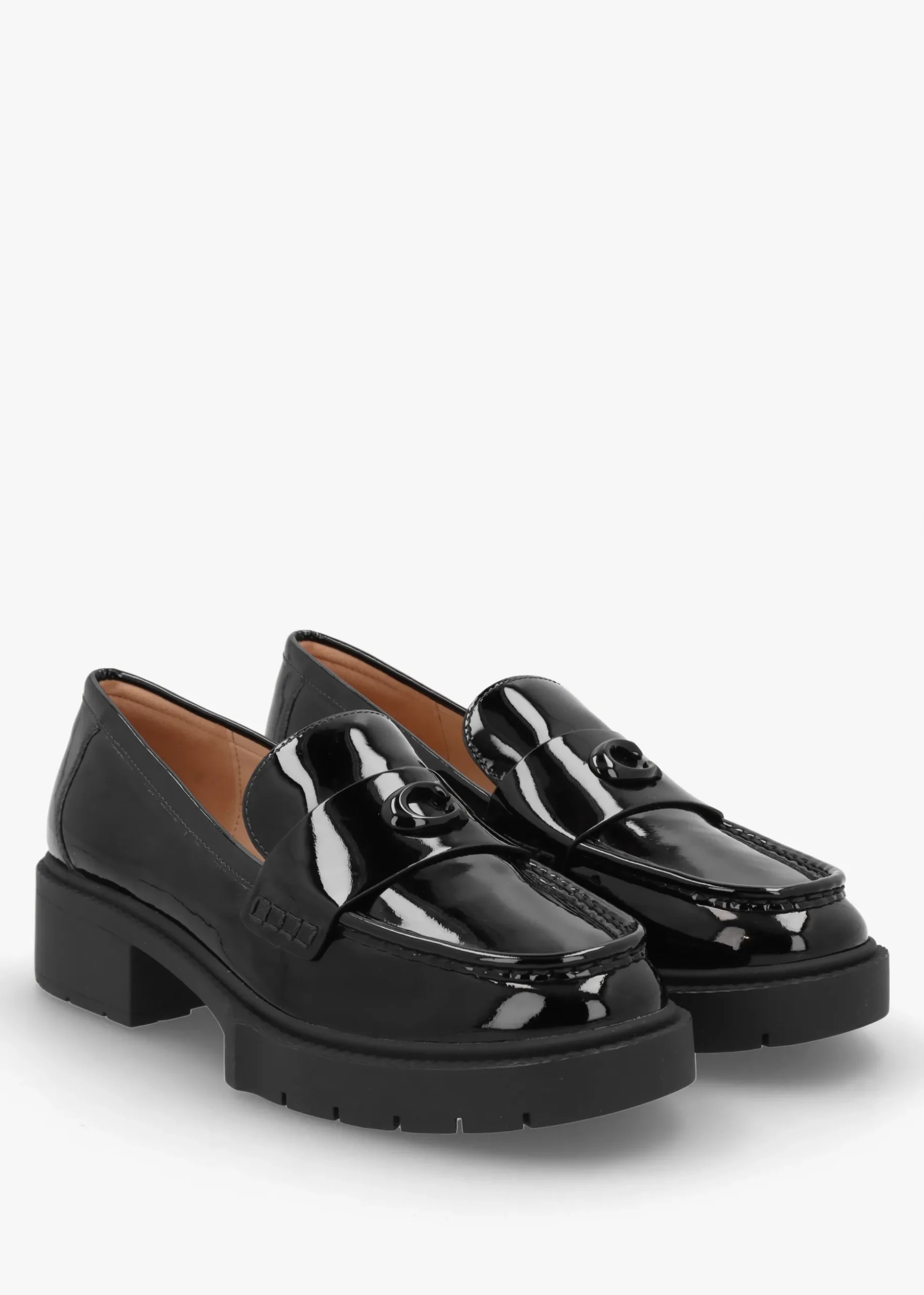 Leah Black Patent Leather Chunky Loafers