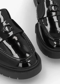 Leah Black Patent Leather Chunky Loafers