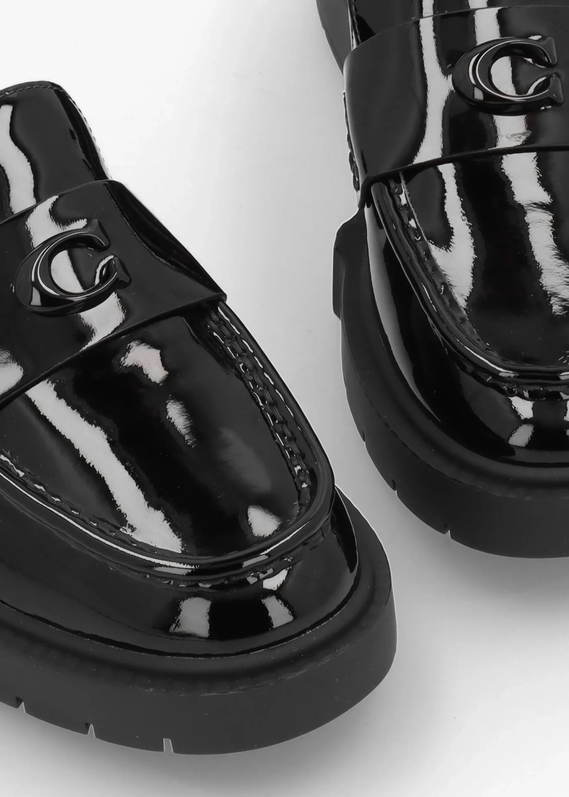 Leah Black Patent Leather Chunky Loafers